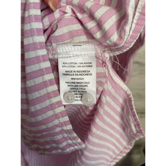 Lola River Blouse Women's Medium Pink White Striped Long Sleeve Button Up Shirt - Picture 5 of 5